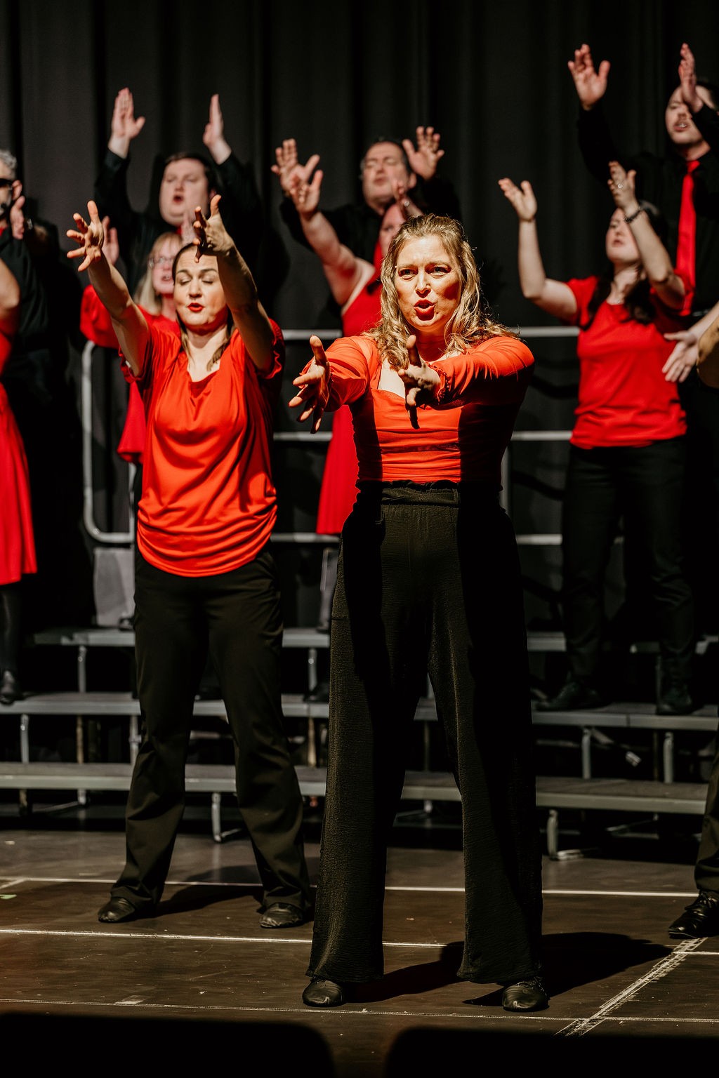 Broadway performer singing passionately